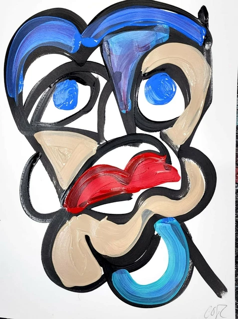 Corbellic Abstract 12X9 Line Art Potrait Plague Doctor Expressionism Modernist