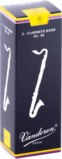 Anches de clarinette basse Vandoren Traditionnelles toutes forces - Boite de 5