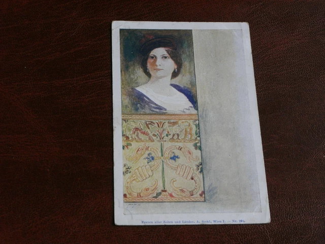 Original Art Nouveau Glamour Postcard - Woman In Panel - A.sockl