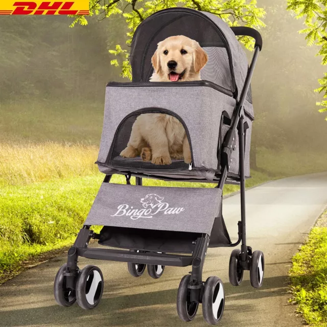 Carrito de perro 2 en 1 carrito de perro carrito de perro con protección contra la lluvia cochecito de mascotas corredor DE