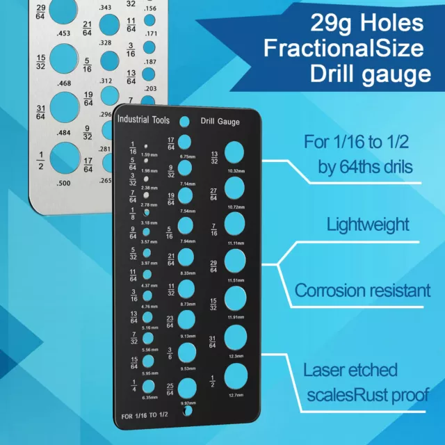 Drill Gauges Bit Stand Metric Gauge 29 Holes Stainless Steel Drill Gauges Tool