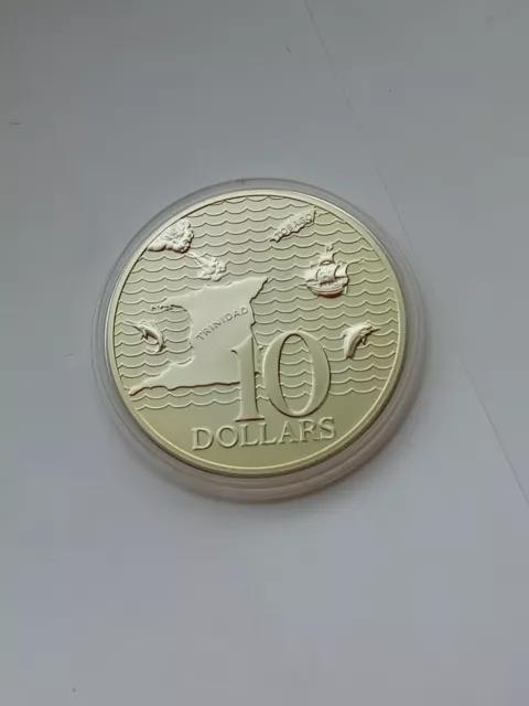 Trinidad & Tobago 10 $ 1979 Proof 35g Silber LANDKARTE DER INSELN 5 J. Republik