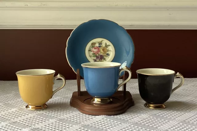 Vintage KPM Royal Ivory Porcelain Demitasse Teacups (3) & Saucer (1), Germany