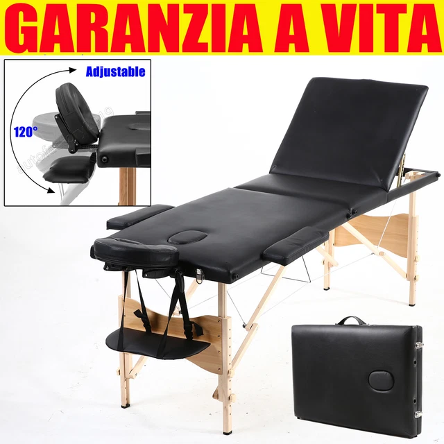 Lettino Massaggio 3 Zone Legno Lettini Per Da Massaggi Pieghevoli Comodo Nero