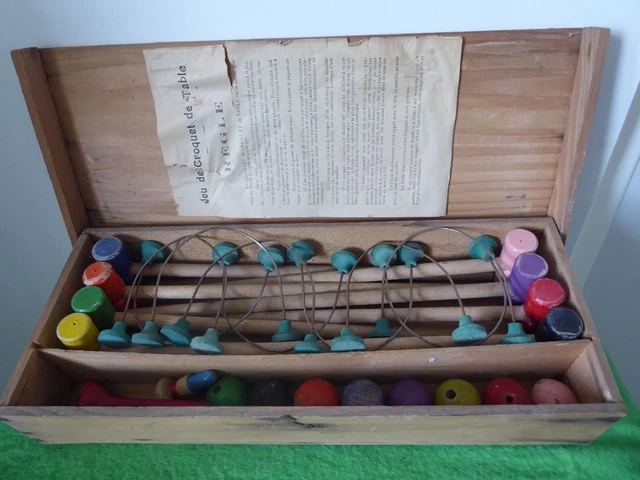 Jeu De Croquet De Salon - Vintage Années 1930 - Fabrication Française En Bois