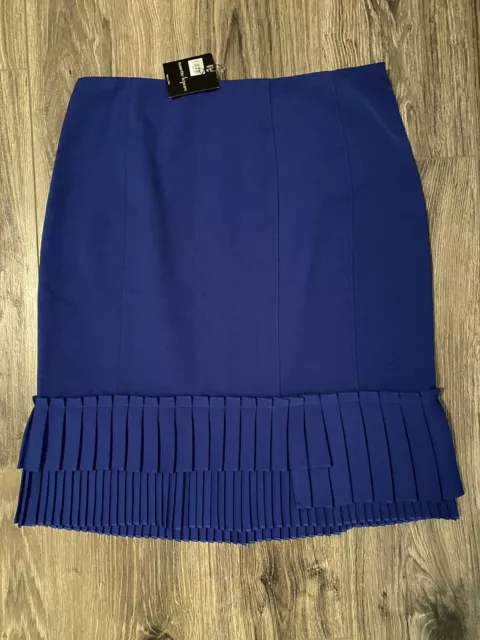 Nanette Lepore Solid Royal Cobalt Blue Pleated Pencil Skirt Size 12 NEW NWT