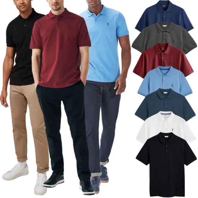 NEXT Mens Pure Cotton Pique Polo Shirt Jersey Short Sleeve T Shirt Top XS-3XL