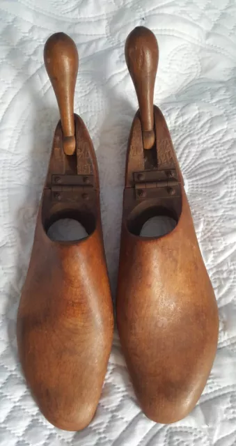 Antique Wooden Hinged Shoe Trees Lasts Shapers size 7.5 - elegant decorative