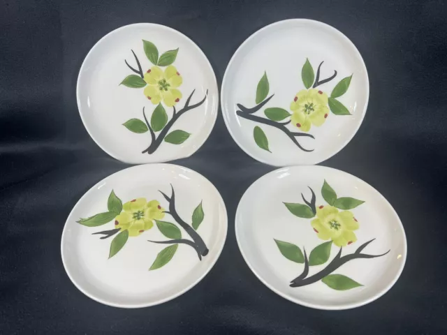 Set 4 VTG Blue Ridge Southern Pottery Dixie Dogwood Bread & Butter Plates 6.25”