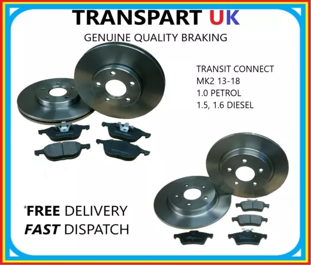 *FORD TRANSIT CONNECT mk2 FRONT AND REAR BRAKE DISCS & PADS 1.0 1.5 1.6 13-18