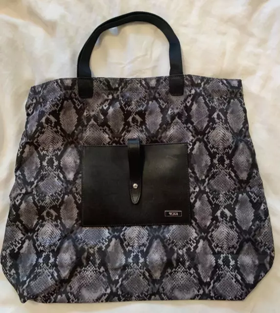 TUMI Alpha Snake Nylon Roll Up LeatherTravel Shopper Carry on Bag Tote Weekender