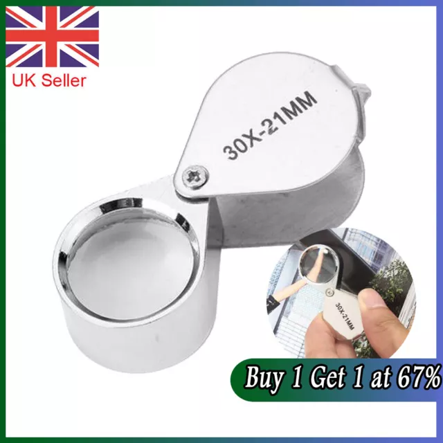 21mm 30x Magnifying Glass Jewellers Loupe Jewellery Eye Lens Magnifier Loop UK