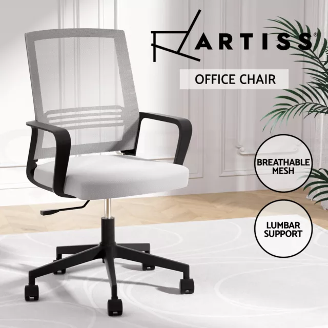 Artiss Mesh Office Chair Computer Gaming Desk Chairs Work Study Mid Back Grey