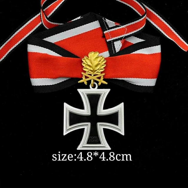 WW2 GERMAN IRON cross medal badge double knight oak leaves neck ribbon