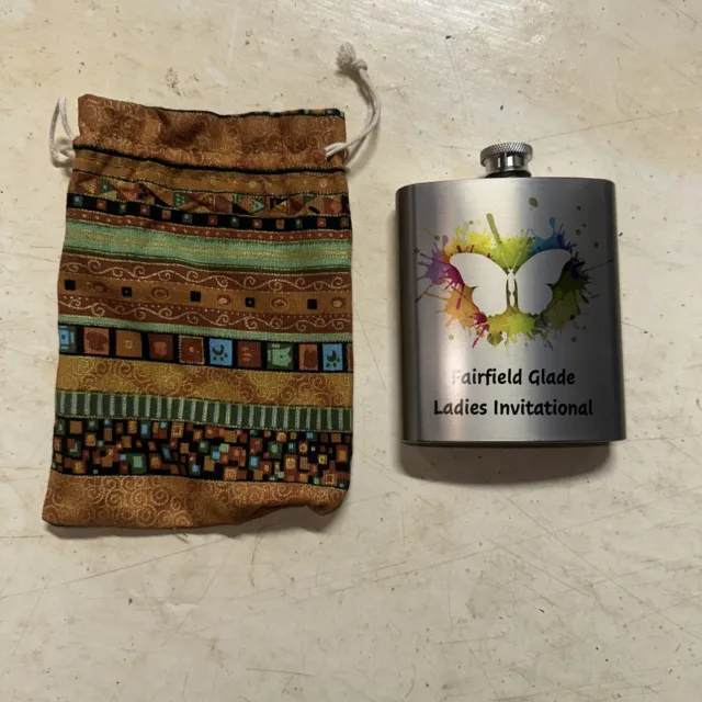 Fairfield Glade Ladies Invitational Flask Golf Tournament Silver With Bag TN