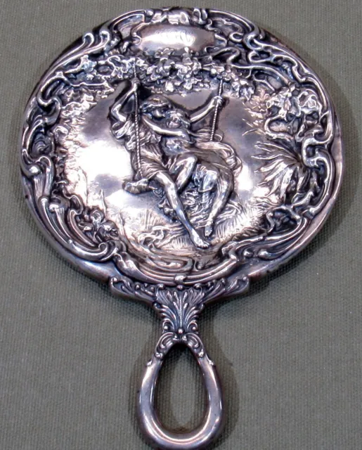 Foster & Bailey "Paul & Virginia", Sterling Silver Art Nouveau Hand Mirror Frame