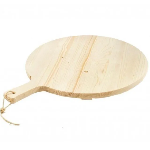 Tagliere Per Pizza Rotondo 34 cm In Legno Con Manico Affettati Cucina