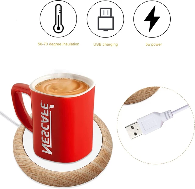 Wood Grain Cup Warmer Heat Mug Mat Keep Water Drink Warm Heater Mug Coaster
