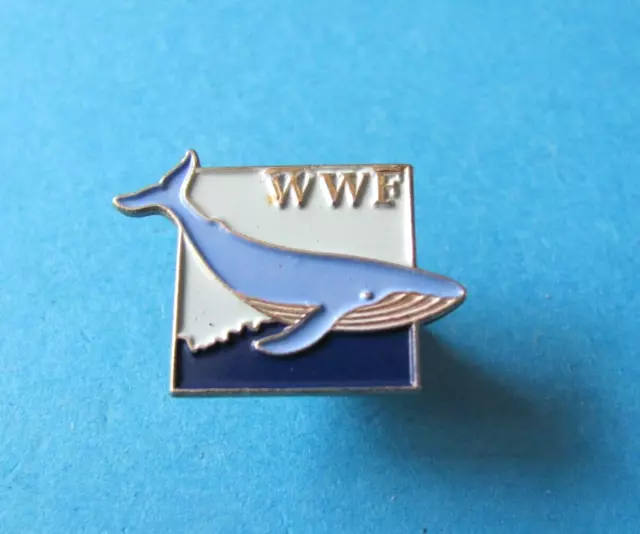 Vintage WWF  BLUE WHALE Pin Badge. World Wildlife Fund. Enamel.