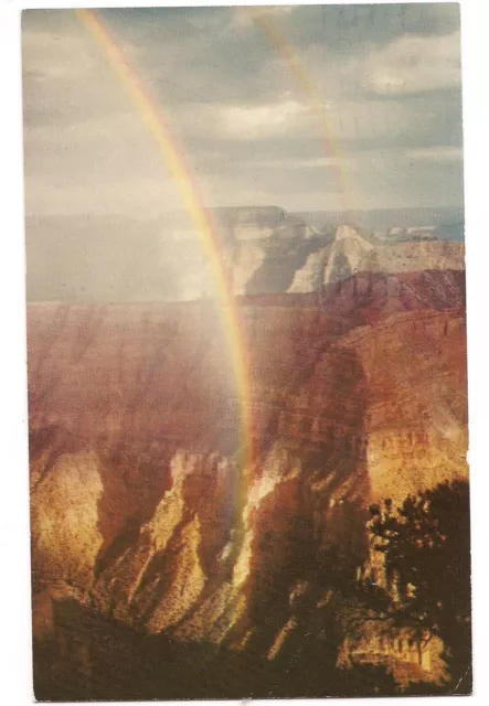 Double RAINBOW At NORTH RIM Point Sublime Grand Canyon Postcard AZ Arizona 1975