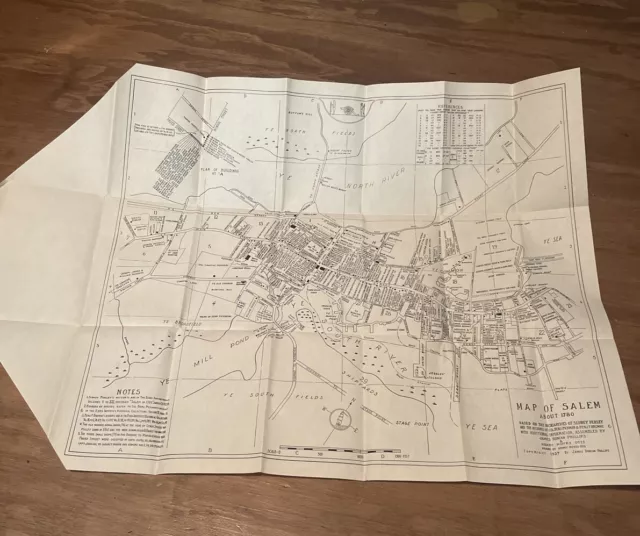 Vintage Reproduction Map of Salem About 1780