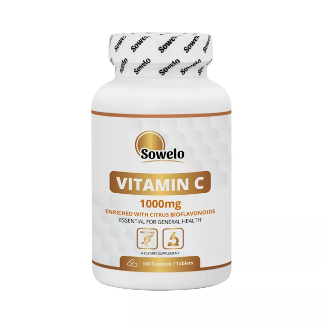 SOWELO Vitamin C 1000mg Tablets Ascorbic Acid With Bioflavonoids