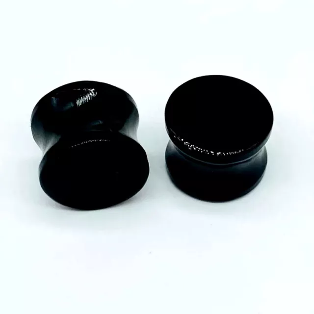 Natural Black Onyx Gemstone Handicarfted Ear Piercing Plugs Pair Size 8g - 54 MM
