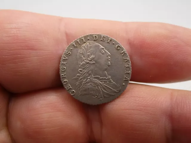Collectable Antique 1787 George III Sterling Silver Sixpence Coin - Nice Detail
