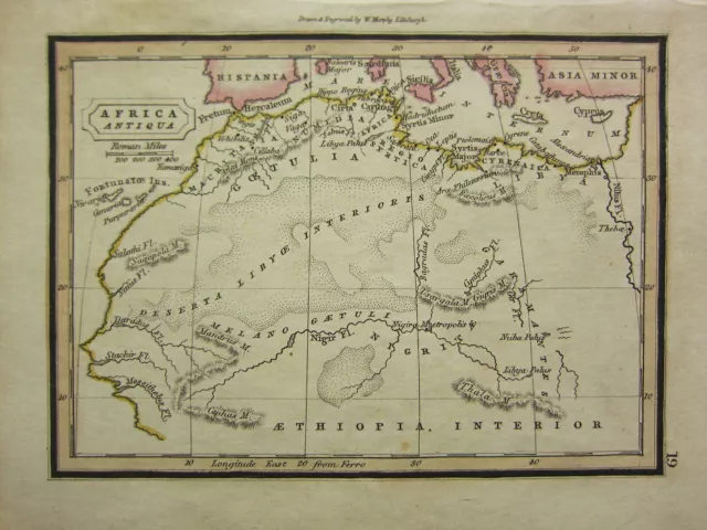 1832 Small Ancient Map ~ Africa Antiqua Goetulia Numidia Libya Mauritania