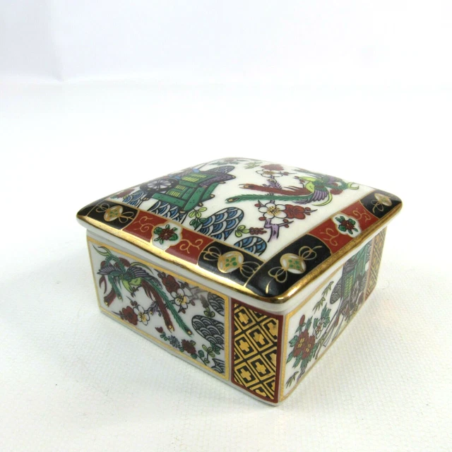 VINTAGE IMARI HERITAGE Mint Asian Trinket Box 3" Made in Japan