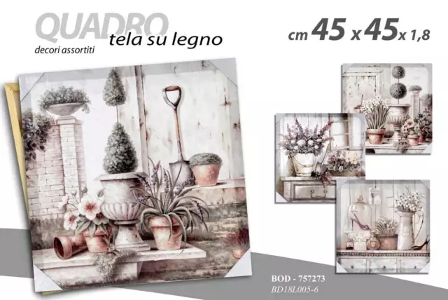 Quadro Quadrato Tela Su Legno 45*45 *1,8 Cm Vari Decori Bod-757273