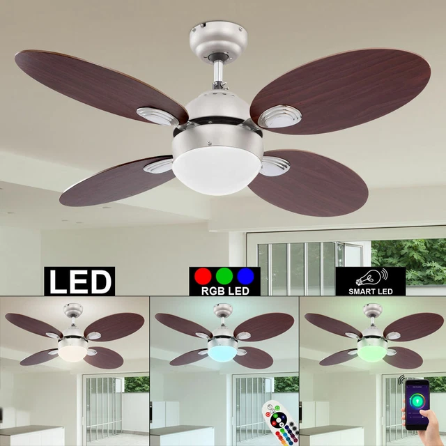 VENTILATORE DA SOFFITTO Lampada Telecomando Smart RGB LED Regolabile