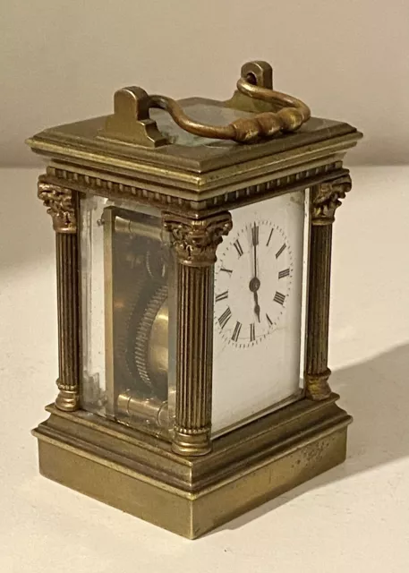 Antique Rare Engraved Victorian Miniature carriage clock , Original