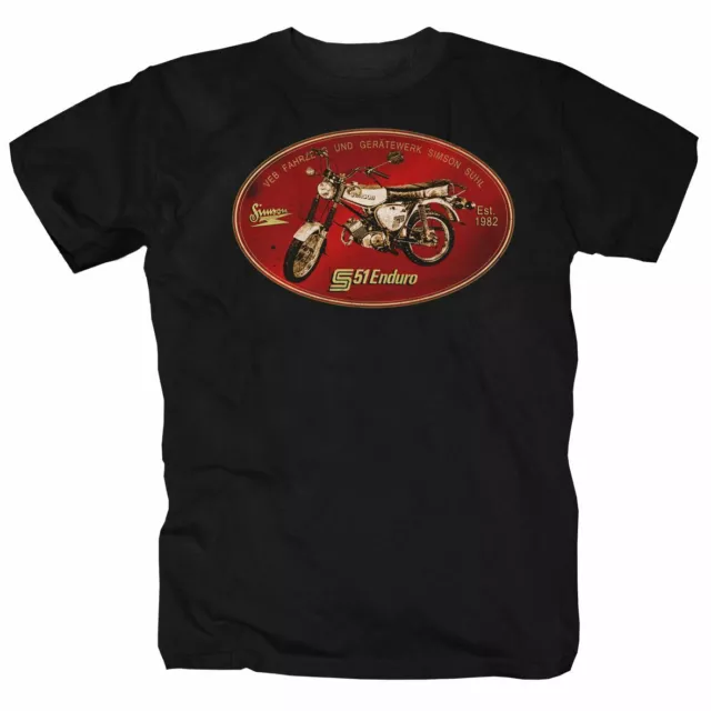 S51 Enduro Simson VEB Suhl DDR Ostdeutschland Moped T-Shirt S-5XL schwarz