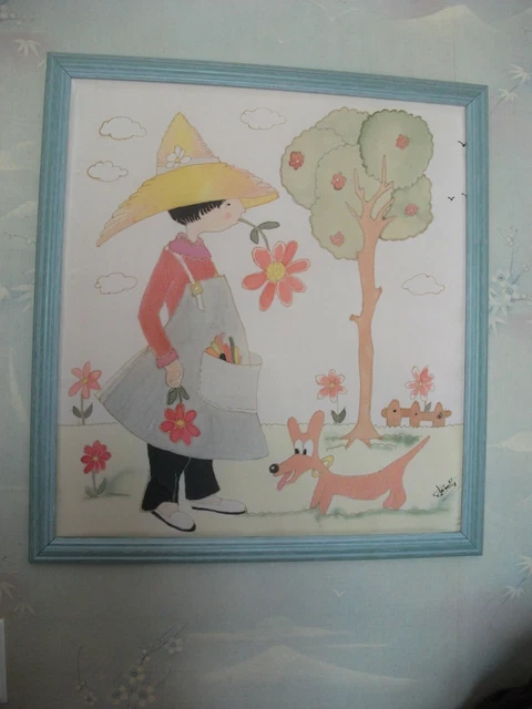 Tableau de soie tissée Le Tisserand Moulin à vent