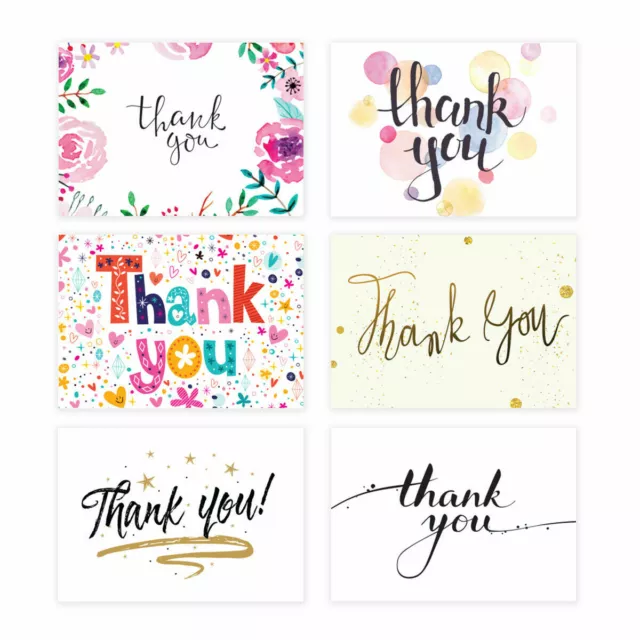 Colourful Thank You Cards - Pack of 20 Mixed Designs