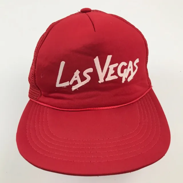 VINTAGE Las Vegas Speedway Hat Cap Trucker Red Snapback Adjustable One Size 80’s