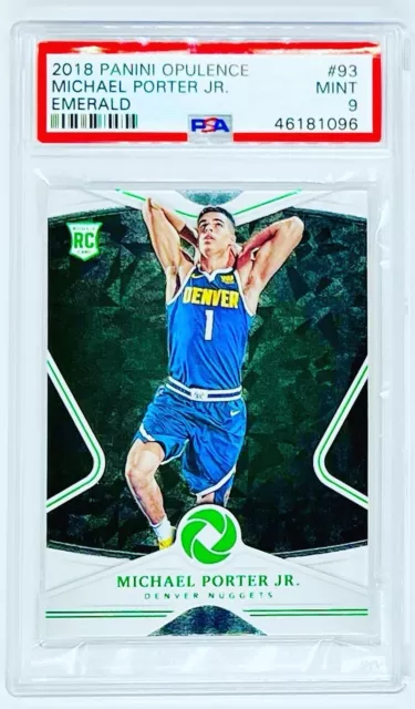 Camiseta deportiva Michael Porter Jr Opulence Emerald 2018-19 número 1/5 novato RC PSA 9