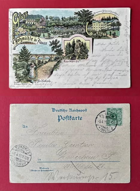 Litho AK PLAUEN im Vogtland 1899 Holzmühle und Brauerei Hilpert    ( 133533