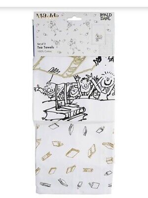 Creative Tops Set Of 2 Roald Dahl Matilda Printed Cotton Tea Towels 50 x 70 Kitchen Dish Cloth 
