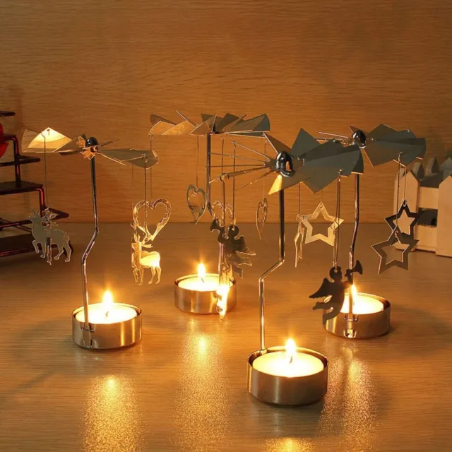 Table Tea Light Candle Holder Rotary Candlesticks Christmas Party Decoration