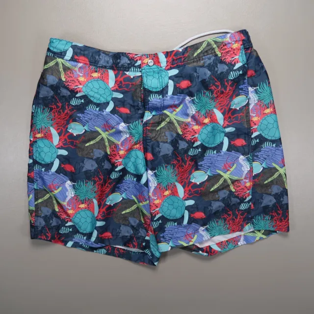 Southern Tide Swim Trunks Mens Large Blue Coral Reef Skipjack Water Shorts