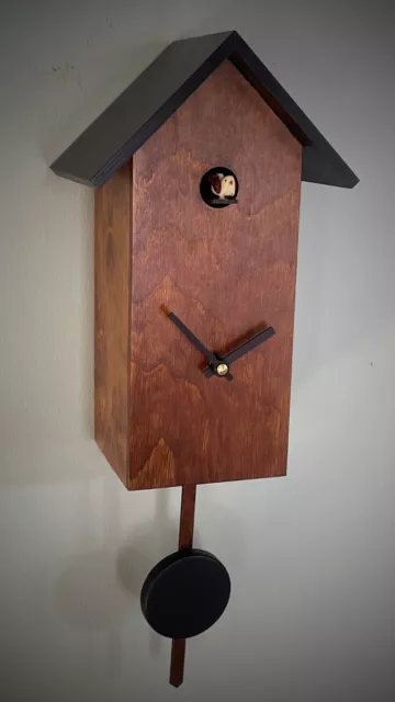 cuckoo clock germany  wood brown black design quartz battery operated modern