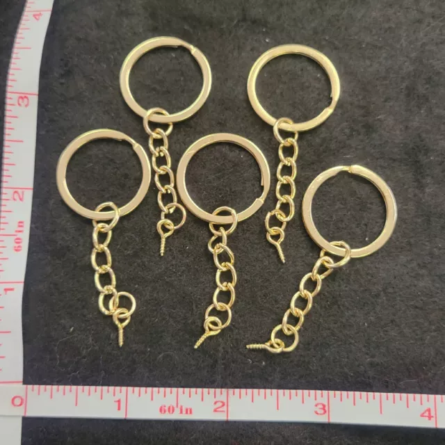 5 pcs Keyring Blanks Key Chain Craft DIY Key Ring Split Gold Keychain with screw