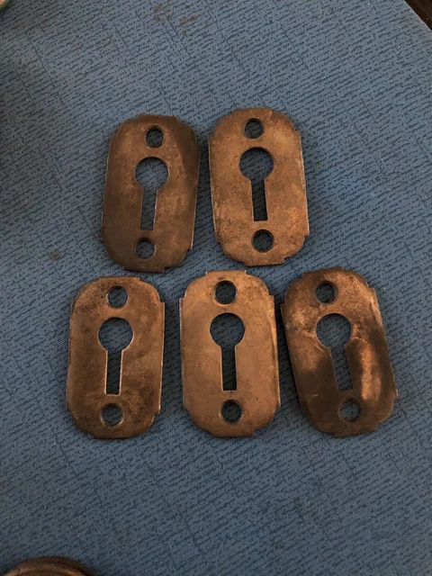 Antique Brass Keyhole Covers trim c1900s Lot of 5