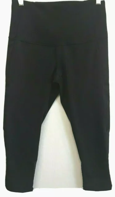 Zella High Rise Black Cropped Leggings Size M Mesh Elastic Band