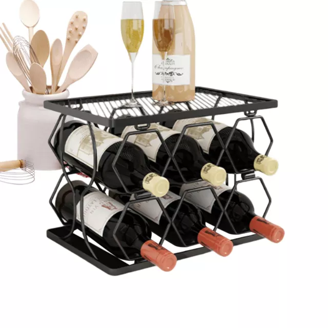 Cabinet Wine Rack Tabletop Wine Storage Racks Metal Stand Foldable 6 expedient
