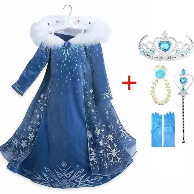 2023 New Elsa Dress Girls Party Vestidos Cosplay Girl Clothing Anna Snow Queen P