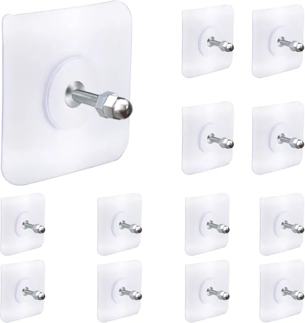 12 Pack Seamless Self Adhesive Hanging Nail Screw Stickers Punch-free Wall Hook