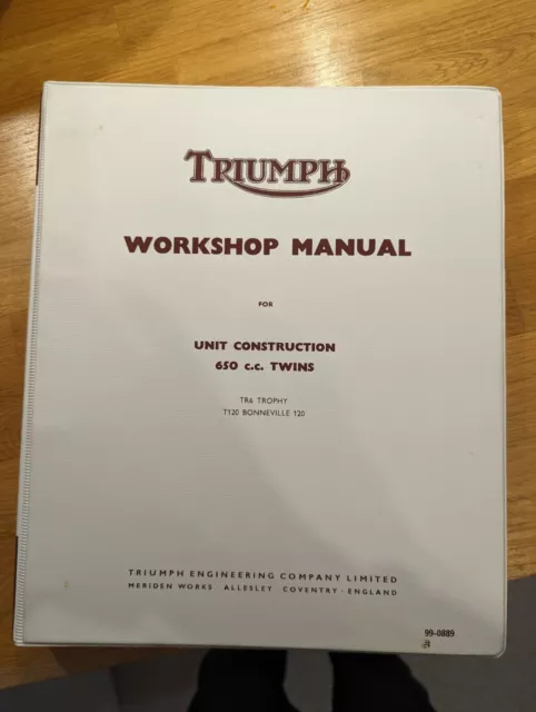 Triumph Workshop Manual For Unit Construction Twins TR6 Trophy & T120 Bonneville